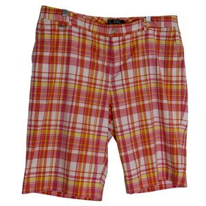 LRL Lauren Ralph Lauren Active Womens Shorts Plaid Pink Orange 16W bv